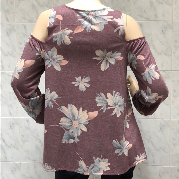WINE FLORAL TOP - Picture 4 of 4